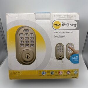 Yale Real Living Electronic Keyless Entry Deadbolt, Front Door Lock Satin Nickel